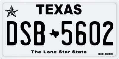 TX license plate DSB5602