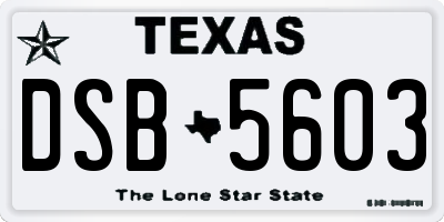 TX license plate DSB5603