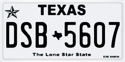 TX license plate DSB5607