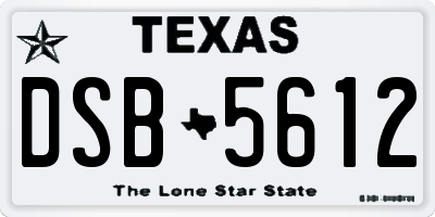 TX license plate DSB5612