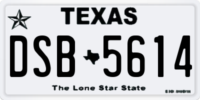 TX license plate DSB5614