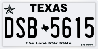 TX license plate DSB5615