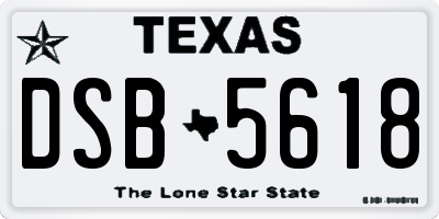 TX license plate DSB5618