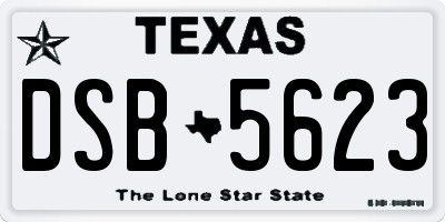 TX license plate DSB5623