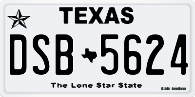 TX license plate DSB5624