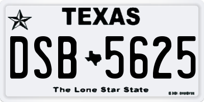 TX license plate DSB5625