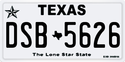 TX license plate DSB5626