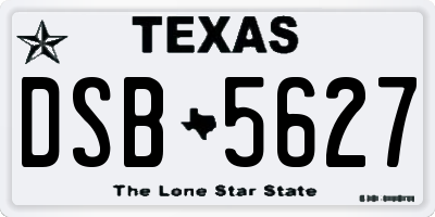 TX license plate DSB5627
