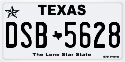 TX license plate DSB5628