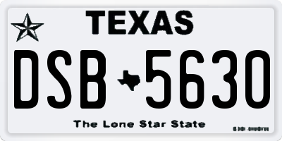 TX license plate DSB5630