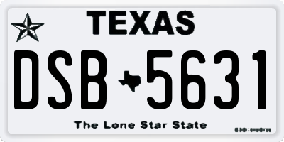 TX license plate DSB5631