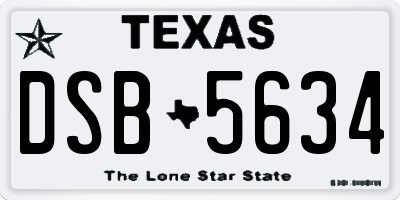 TX license plate DSB5634