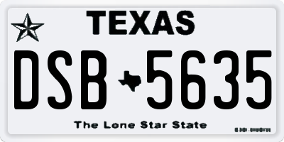 TX license plate DSB5635