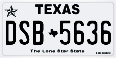 TX license plate DSB5636