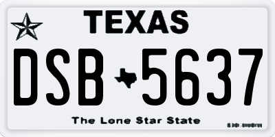 TX license plate DSB5637