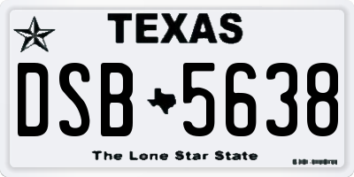 TX license plate DSB5638