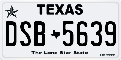 TX license plate DSB5639