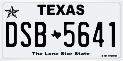 TX license plate DSB5641