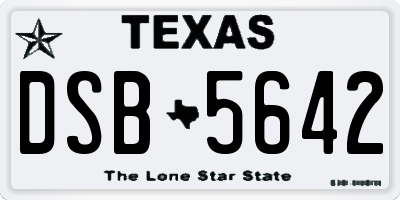 TX license plate DSB5642