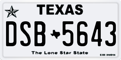 TX license plate DSB5643