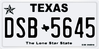 TX license plate DSB5645