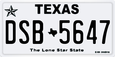 TX license plate DSB5647