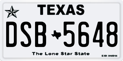 TX license plate DSB5648