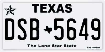 TX license plate DSB5649