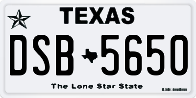 TX license plate DSB5650