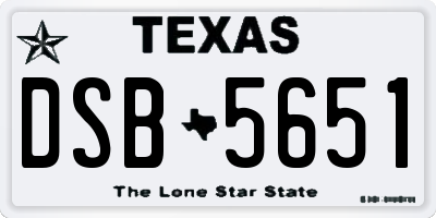 TX license plate DSB5651