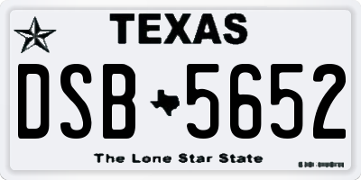 TX license plate DSB5652