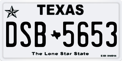 TX license plate DSB5653