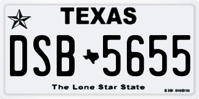 TX license plate DSB5655