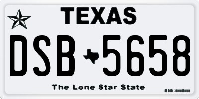 TX license plate DSB5658
