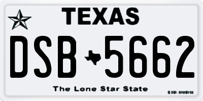 TX license plate DSB5662