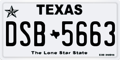 TX license plate DSB5663