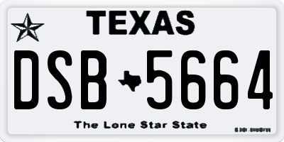 TX license plate DSB5664