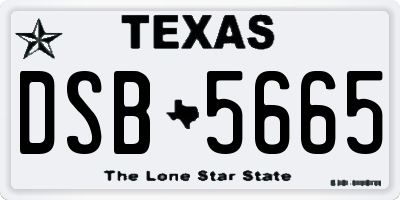 TX license plate DSB5665