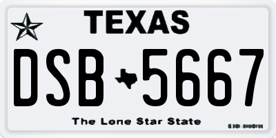 TX license plate DSB5667