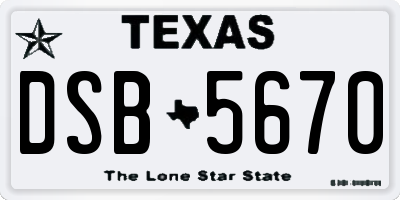 TX license plate DSB5670