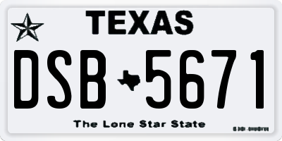 TX license plate DSB5671