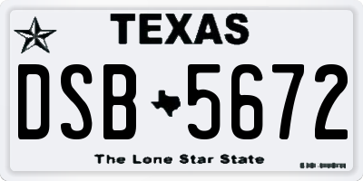 TX license plate DSB5672