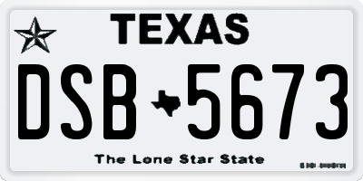 TX license plate DSB5673