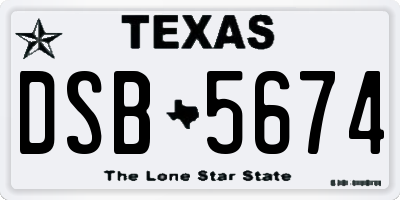 TX license plate DSB5674