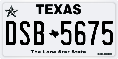 TX license plate DSB5675