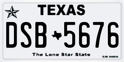 TX license plate DSB5676