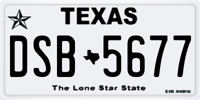 TX license plate DSB5677