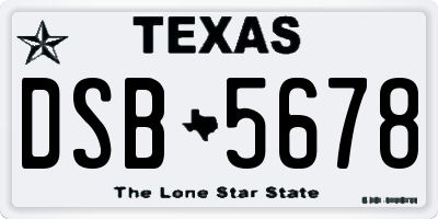 TX license plate DSB5678