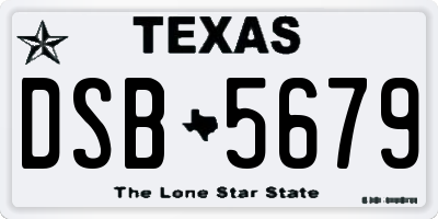 TX license plate DSB5679