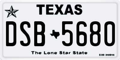 TX license plate DSB5680